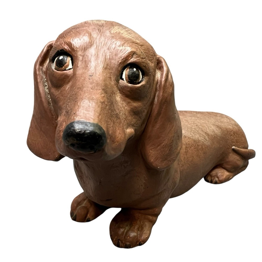 Ceramic Hand Painted Dog Figurine Dachshund Weiner Dog Brown Vintage  10"